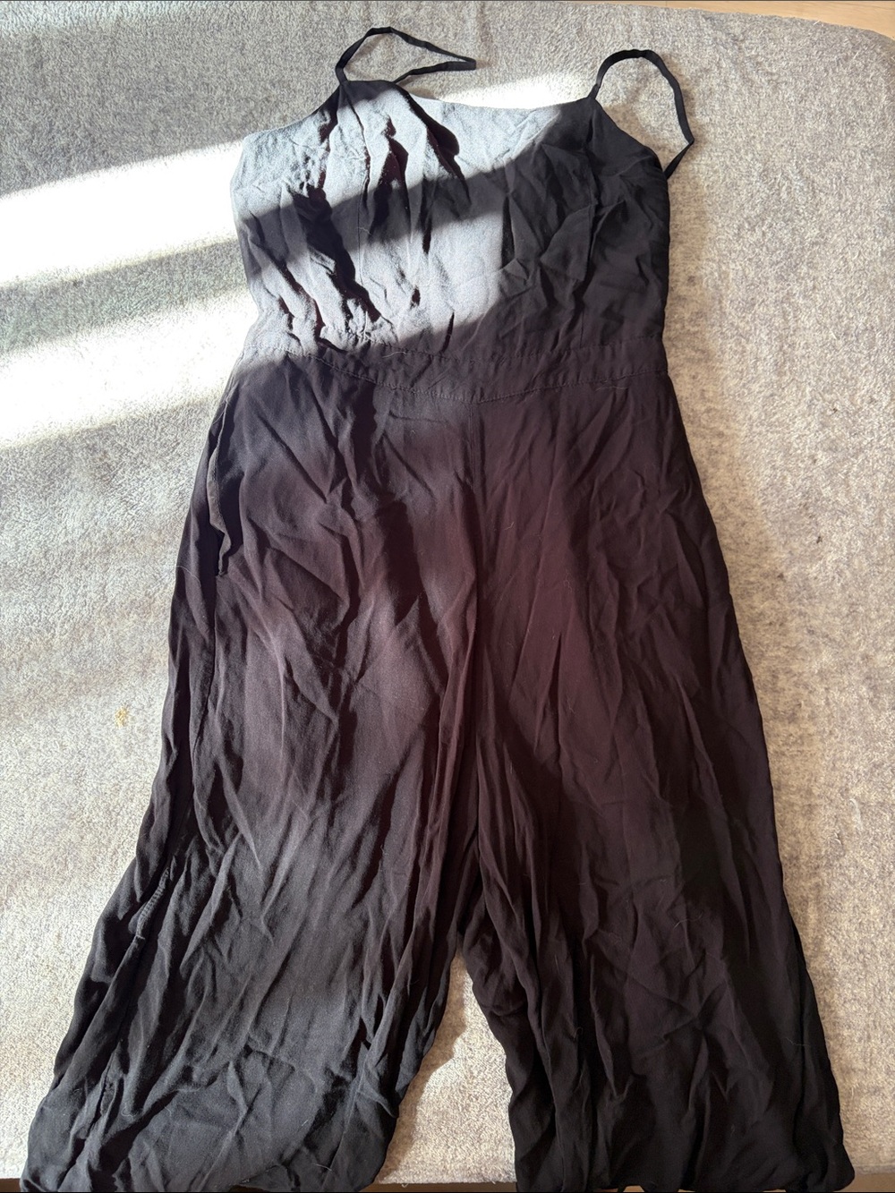 DAVI & DANI Black Spaghetti-Strap Wide-Leg Jumpsuit